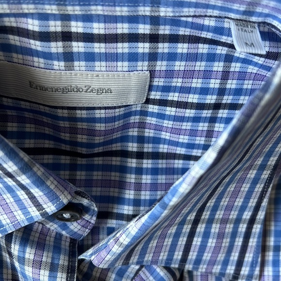 Ermenegildo Zegna Button Down Long Sleeve Shirt Purple/Blue/White - Picture 5 of 5
